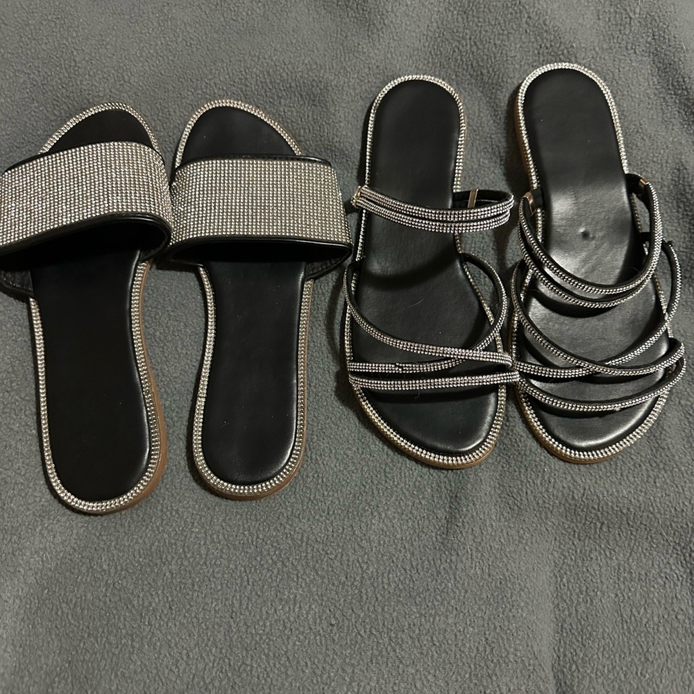 Elegant Black and Silver Women's Sandals